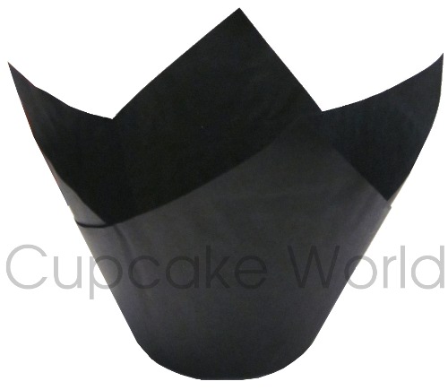 25PC CAFE STYLE BLACK PAPER CUPCAKE MUFFIN WRAPS JUMBO - Click Image to Close
